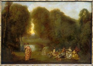 Montado en un parque ... de Jean Antoine Watteau
