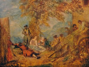 Escena de campamento de Jean Antoine Watteau
