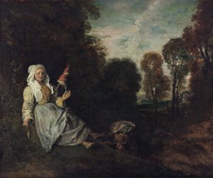 Paisaje nocturno con hilandera, c.1715 (pintura)