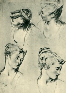 Cuatro estudios de cabezas femeninas, principios del siglo XVIII, 1943