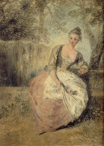 La amante inquieta, 1716-1720 de Jean Antoine Watteau