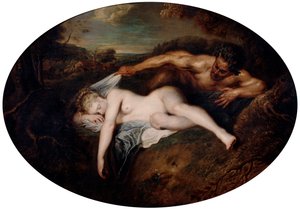 Ninfa y Sátiro, c. 1715 de Jean Antoine Watteau