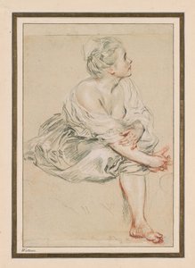 Joven mujer sentada, c. 1716 de Jean Antoine Watteau
