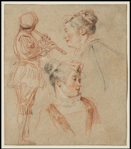 Estudios de un flautista y dos mujeres de Jean Antoine Watteau