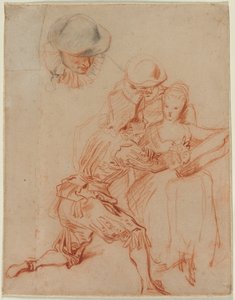 Estudio para "El narrador" (Le Conteur) de Jean Antoine Watteau