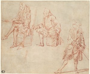 Tres Estudios de un Caballero de Jean Antoine Watteau