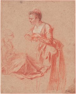 Dos Estudios de Figura de una Mujer Joven, c. 1716 de Jean Antoine Watteau