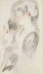 Dos estudios de una mujer, tres cuartos desde atrás, uno de perfil de Jean Antoine Watteau