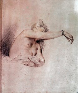 Mujer desnuda, brazo levantado de Jean Antoine Watteau