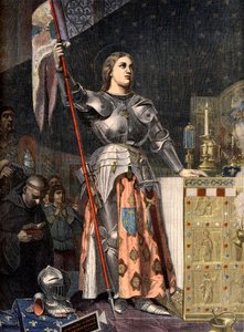 Retrato de Juana de Arco (1412 - 1431) en la coronación de Carlos VII (1429) grabado por Ingres - Juana de Arco en la coronación de Carlos VII grabado después de Ingres