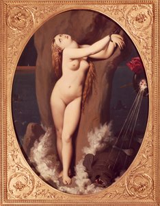 Angélica encadenada de Jean Auguste Dominique Ingres (1780-1867), óleo sobre lienzo, 97x75 cm, Primera versión de Ruggiero rescatando a Angélica de Jean Auguste Dominique Ingres