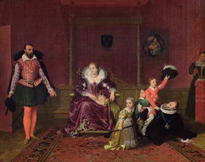 Enrique IV jugando con sus hijos mientras el embajador de España hace su entrada