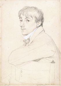 Jean-Louis Provost, sentado y descansando su brazo izquierdo en el respaldo de una silla, 1813 de Jean Auguste Dominique Ingres