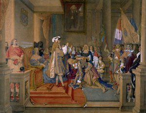 El mariscal Berwick recibiendo del rey Felipe V de España la Orden del Toisón de Oro, 1864 de Jean Auguste Dominique Ingres