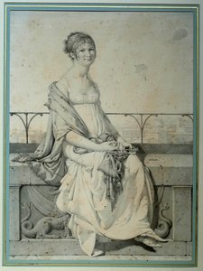 Retrato de la señorita Barbara Bansi sentada en un paisaje italiano de Jean Auguste Dominique Ingres