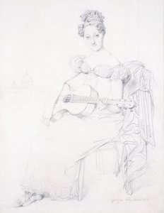 Retrato de la señorita Elizabeth Keating tocando su guitarra, 1816 de Jean Auguste Dominique Ingres