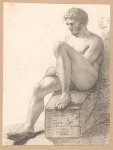 Desnudo masculino sentado, visto de frente (2º premio 1808) de Jean Augustin Daiwaille