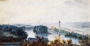 ""Tsárskoye Selo. La Columna Chesme"" de Jean Balthazard de la Traverse (siglo XVIII), Acuarela sobre papel de Jean Balthazard de la Traverse