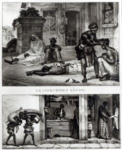 Un cirujano negro; tienda de un vendedor de cerdo