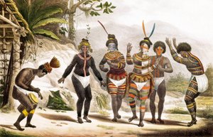 Misión de San José: Indios sudamericanos bailando, Brasil de Jean Baptiste (after) Debret