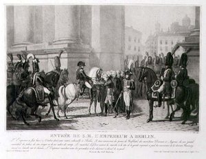La entrada de Napoleón en Berlín en octubre de 1806, grabado por Louis Jean Allais