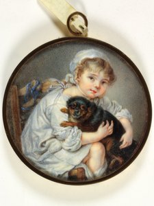 La Niña con el Perro de Jean Baptiste (after) Greuze