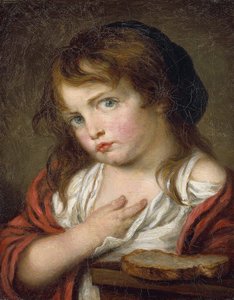 Pequeña niña haciendo pucheros de Jean Baptiste (after) Greuze