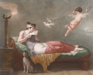 Cupido entrega una carta de amor. Siglo XIX (impresión)