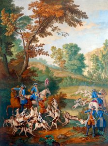 Placa que representa las cacerías de Luis XVI (1754-1793) de Jean Baptiste (after) Oudry