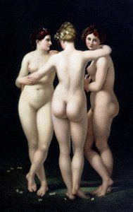 Las tres gracias. Facsímil de la obra de Jean Baptiste Regnault (1754-1829) - postal de Jean Baptiste (after) Regnault