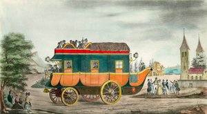 El coche (o diligencia) a vapor: invención francesa de 1835. Grabado de Ange Tissier (1814-1876). 1835. Colección privada de Jean Baptiste Ange Tissier