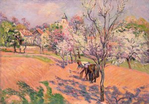 Dos campesinos sembrando frijoles en un huerto de Jean Baptiste Armand Guillaumin