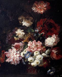 Cesta de flores en una mesa de Jean Baptiste Belin de Fontenay