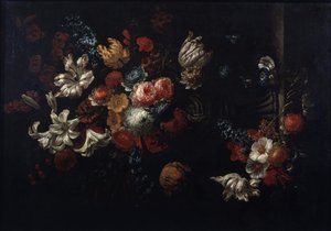 Pintura ""Bodegón de ramo"" (Flores) de Jan Baptiste Bosschaert (1667-1746) Colecciones privadas del siglo XVIII del Museo Pushkin, Moscú de Jean Baptiste Bosschaert
