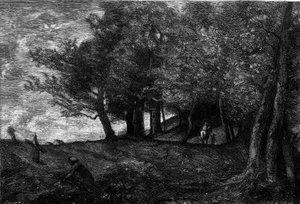Leñadores (1870-1871). Grabado después de la pintura de Jean Baptiste Camille Corot (1796-1875) en “The Illustrous World” n°1209 del 29 de mayo de Jean Baptiste Camille (after) Corot