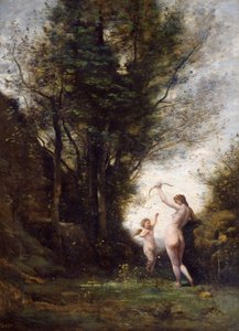 Una ninfa jugando con Cupido, 1857 de Jean Baptiste Camille Corot
