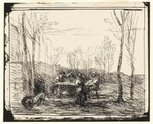 Un picnic en el claro de Jean Baptiste Camille Corot