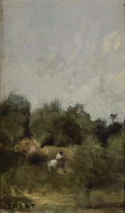 Un jinete en el campo, de Jean-Baptiste-Camille Corot (1796-1875). de Jean Baptiste Camille Corot