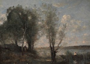 Barquero entre los juncos, ca. 1865 de Jean Baptiste Camille Corot