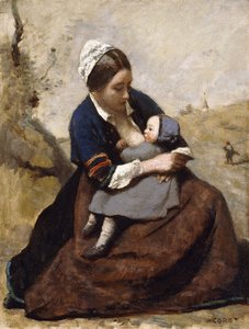 Bretona amamantando a su hijo, 1855-1860