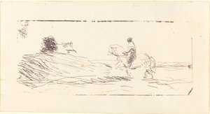 Tarjeta de visita con jinete de Jean Baptiste Camille Corot