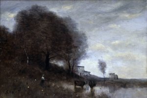 Paisaje campestre (óleo sobre lienzo) de Jean Baptiste Camille Corot