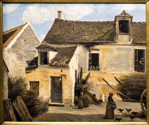 Patio de una casa cerca de París de Jean Baptiste Camille Corot