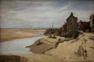 Casas de pescadores en Trouville de Jean Baptiste Camille Corot