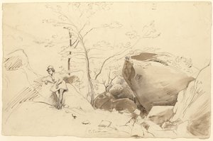 Fontainebleau, Figura apoyada en una roca