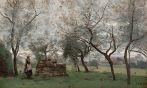 Francés: Le verger, cerca de Mantes de Jean Baptiste Camille Corot