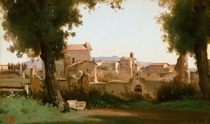 Francés:  Vue depuis les Jardins Farnèse Vista desde los Jardines Farnesio, Roma de Jean Baptiste Camille Corot