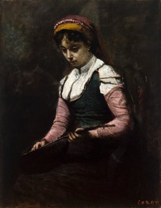 niña con mandolina de Jean Baptiste Camille Corot
