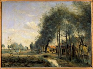La ruta de Sin le Noble, cerca de Douai de Jean Baptiste Camille Corot