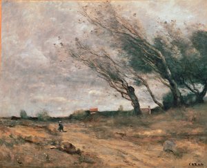 El golpe de viento. Pintura de Jean-Baptiste-Camille Corot (1796-1875) 1854-1867 Reims, Museo de Bellas Artes de Jean Baptiste Camille Corot